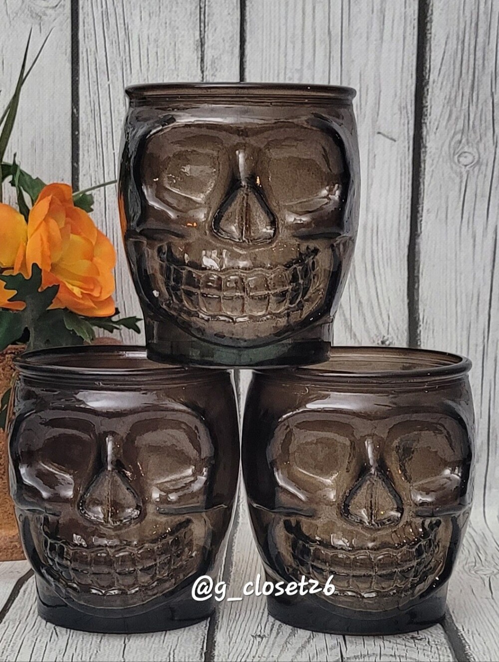 Smoked Glass Skull Tumbler Set - 3-Pack